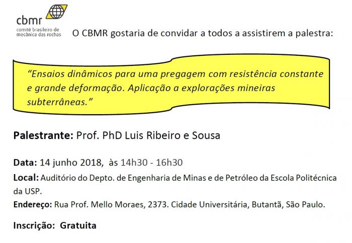 Palestra gratuita sobre ensaios dinâmicos para pregagem em minas subterrâneas