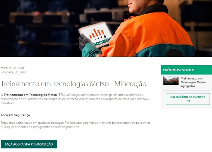 Inscrições abertas para o Treinamento em Tecnologias Metso 