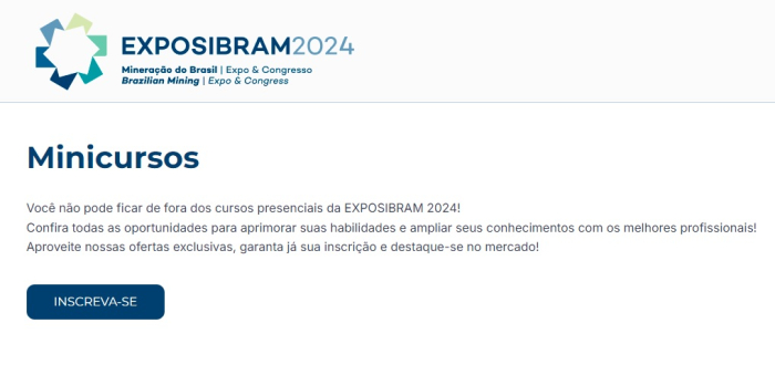 Inscrições abertas para os minicursos da Exposibram 2024